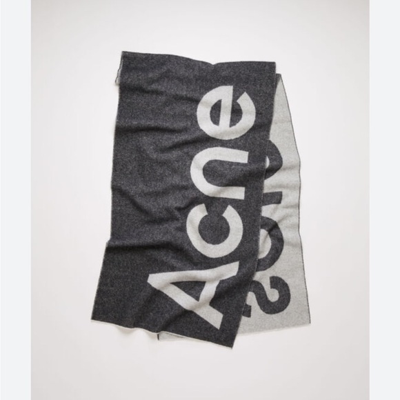 Acne Studio Grey Jacquard Scarf - Picture 2 of 2